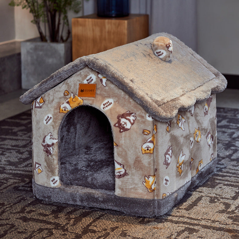 Foldable Dog House Pet Cat Bed Winter Dog Villa Sleep