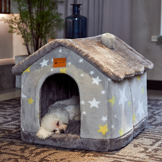 Foldable Dog House Pet Cat Bed Winter Dog Villa Sleep